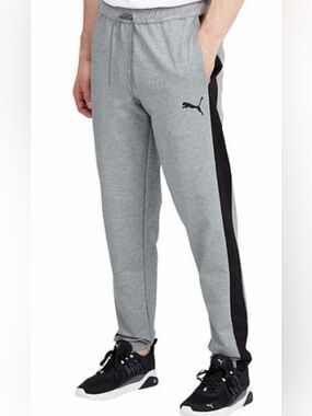Puma Gray Sweatpants with Black Side Stripe